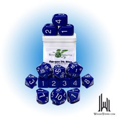 SET OF 15 DICE: OPAQUE DARK BLUE/WHITE